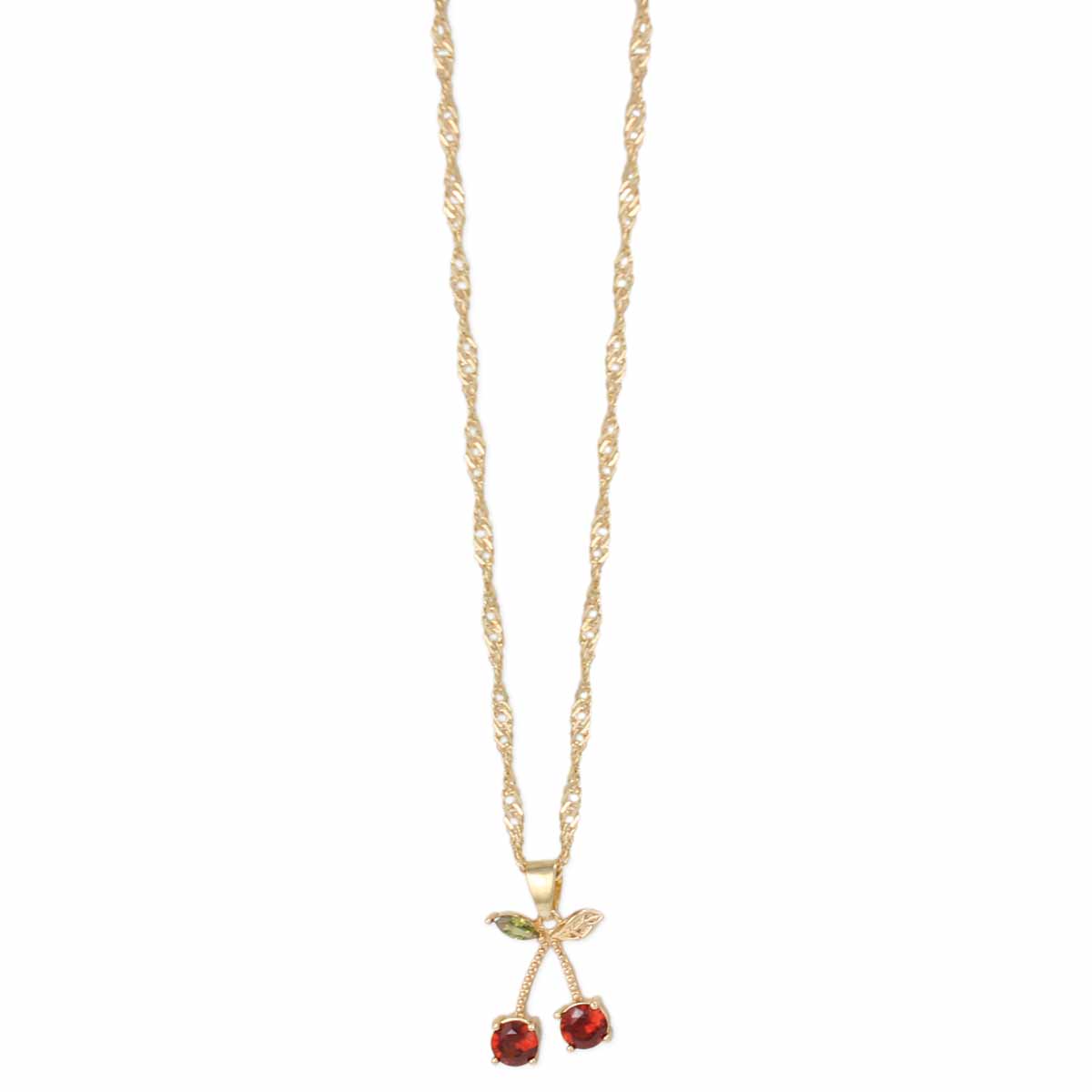 Sweet Crystal Cherries Gold Necklace