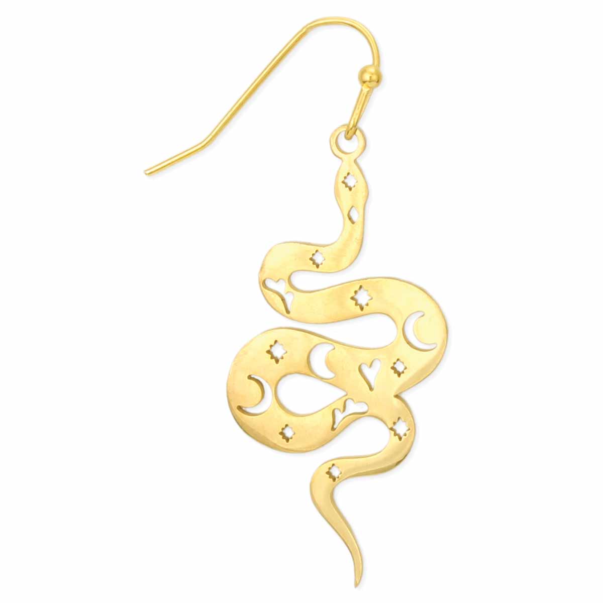 Celestial Serpent Gold Dangle Earrings