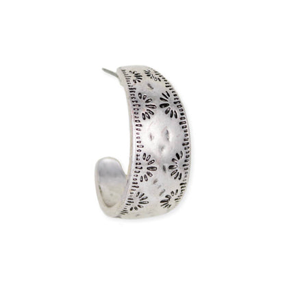 Southwest Silver Textured Hoop Earrings